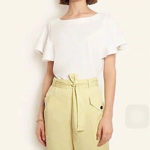 NWT Ann Talyor Flutter Sleeve Shell  XS White